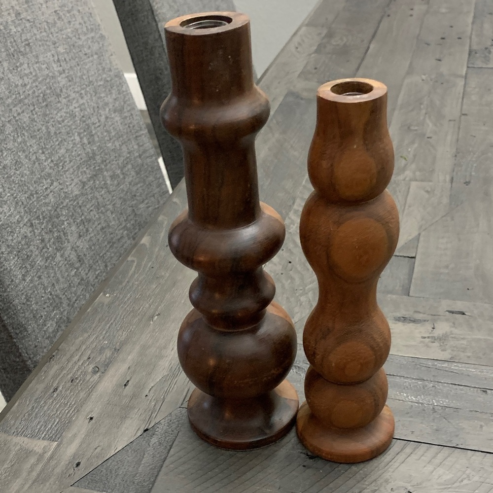 Hearth and Hand Wood w Magnolia Tiered Vases -Qty 2